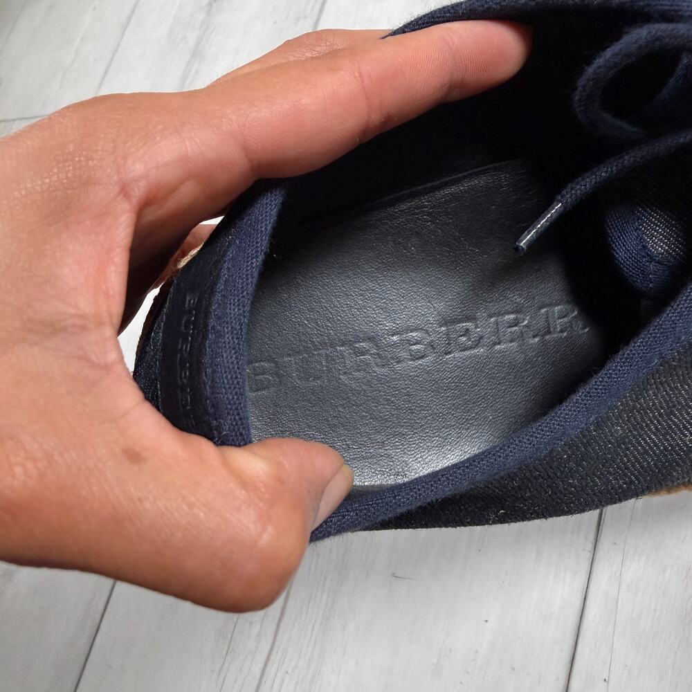 BURBERRY Mens Euro 43/ US 10 Navy Blue Denim Espadrille Laced Shoes Travel - Picture 7 of 10
